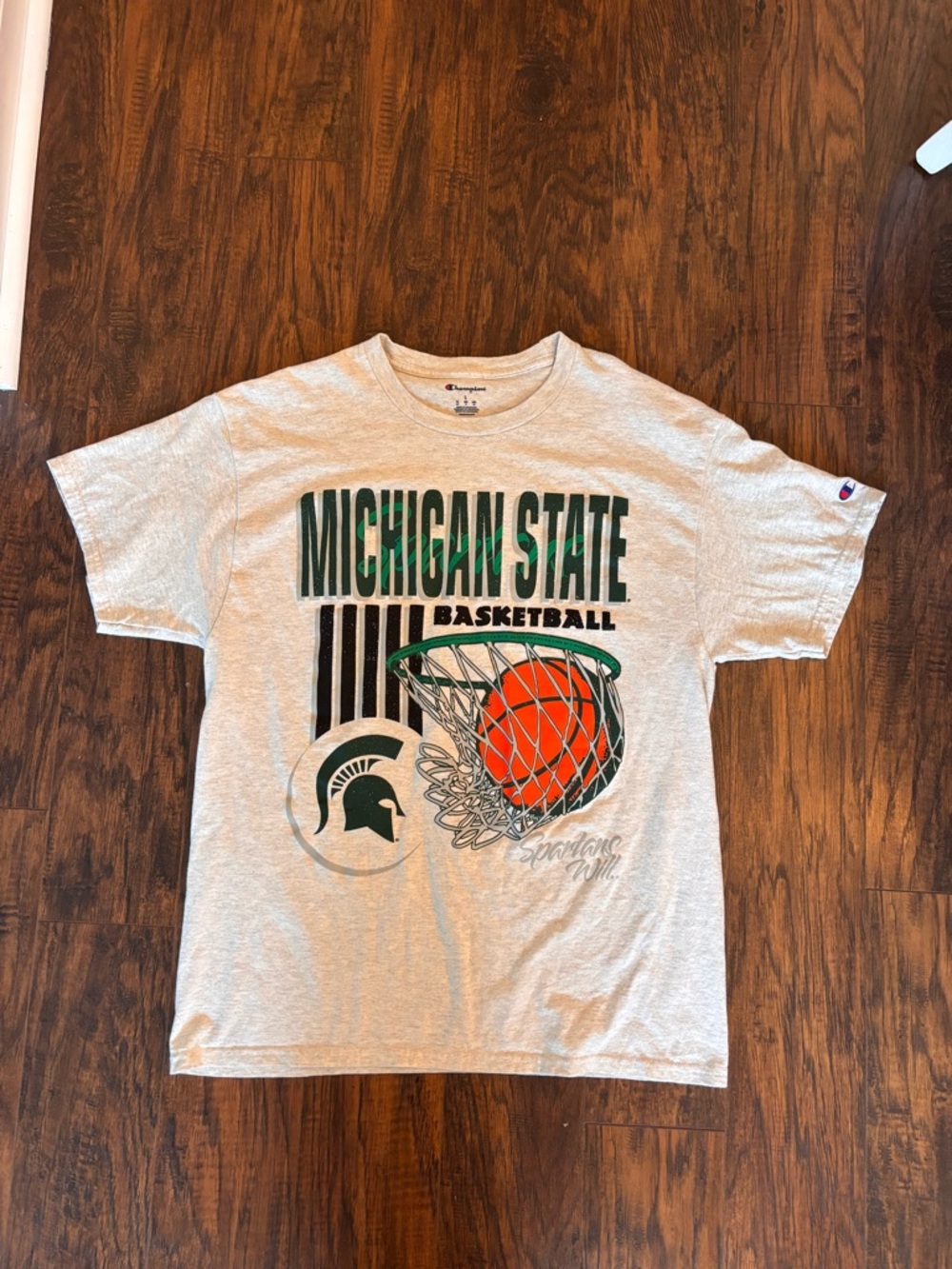 Champion Michigan State Spartans Basketball T-Shirt Men’s L Gray Retro Graphic